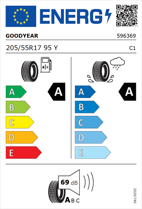 Tyre Label for Goodyear Eagle F1 Asymmetric 6 205/55R17 95Y